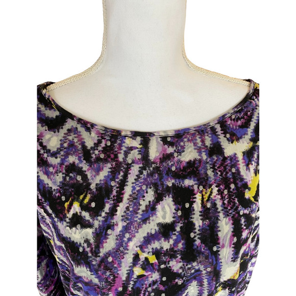 Style & Co. Woman Top Size 1x Purple Silver Gray 3/4 Sleeve Lined Worn Once - Picture 3 of 12